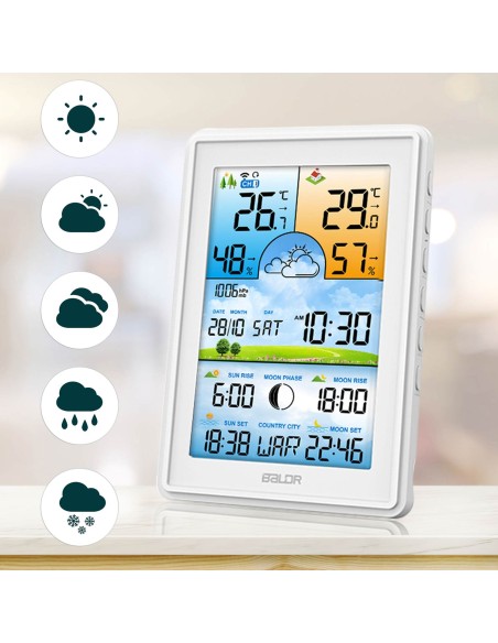 Meteorologinė stotis su ekranu BD-906 balta Meteorologinė stotis su ekranu BD-906 balta
