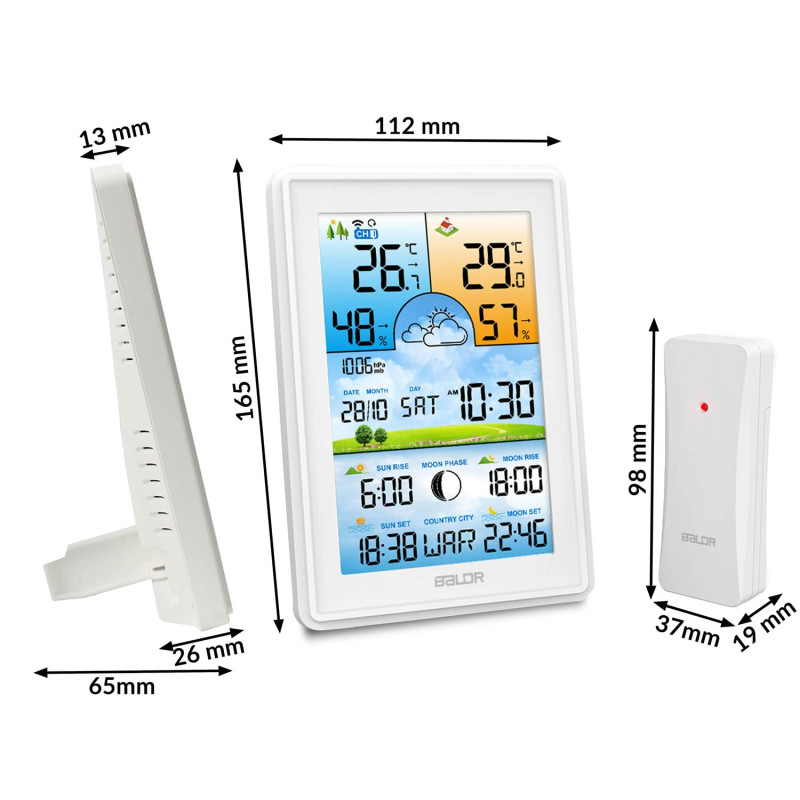 Meteorologinė stotis su ekranu BD-906 balta