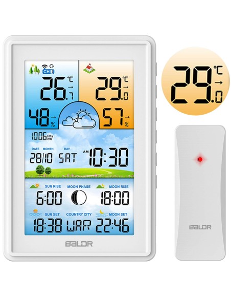 Meteorologinė stotis su ekranu BD-906 balta Meteorologinė stotis su ekranu BD-906 balta