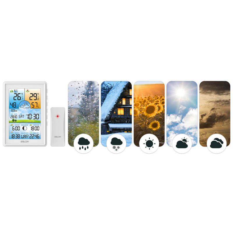 Meteorologinė stotis su ekranu BD-906 balta