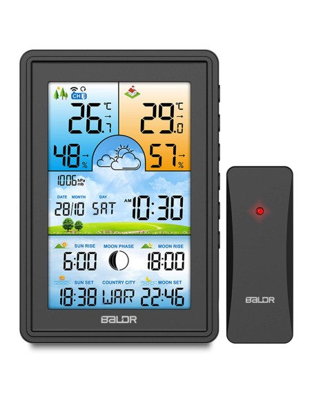 Meteorologinė stotis su ekranu BD-906 juoda Meteorologinė stotis su ekranu BD-906 juoda