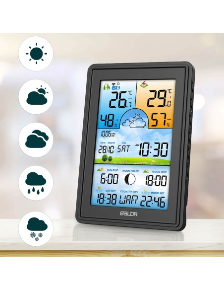 Meteorologinė stotis su ekranu BD-906 juoda Meteorologinė stotis su ekranu BD-906 juoda