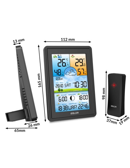 Meteorologinė stotis su ekranu BD-906 juoda Meteorologinė stotis su ekranu BD-906 juoda