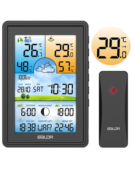 Meteorologinė stotis su ekranu BD-906 juoda Meteorologinė stotis su ekranu BD-906 juoda