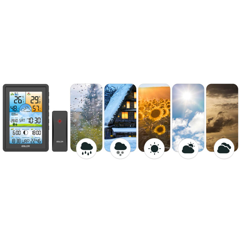 Meteorologinė stotis su ekranu BD-906 juoda