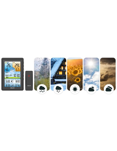 Meteorologinė stotis su ekranu BD-906 juoda Meteorologinė stotis su ekranu BD-906 juoda