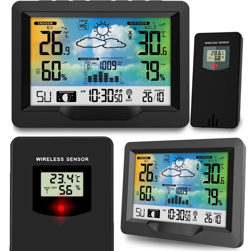 Meteorologinė stotis su ekranu BD-901 juoda