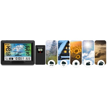 Meteorologinė stotis su ekranu BD-901 juoda Meteorologinė stotis su ekranu BD-901 juoda