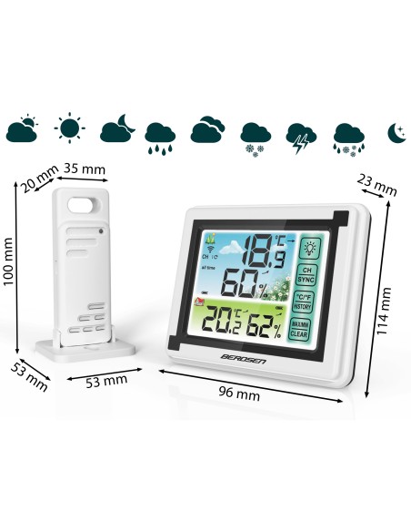 Meteorologinė stotis su ekranu BD-900 balta Meteorologinė stotis su ekranu BD-900 balta