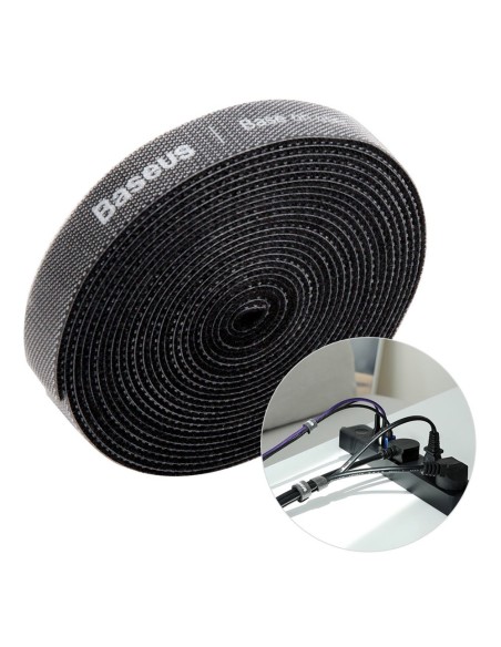 Kabelių tvarkyklė velcro juosta 3m juoda