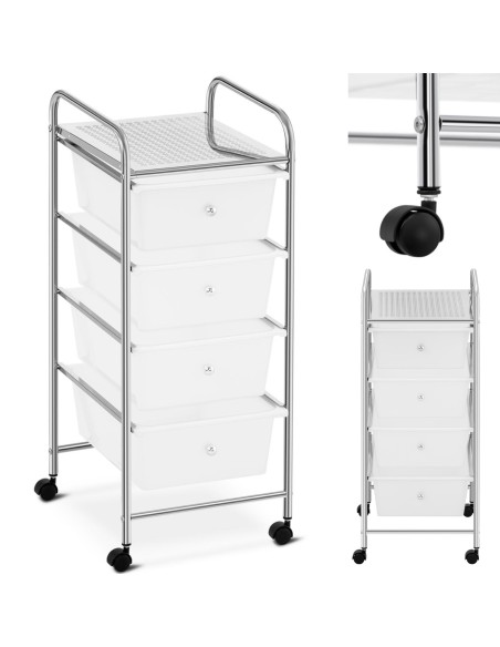 Vonios kosmetikos organizatoriaus vežimėlis su 4 stalčiais iki 28 kg 37 x 32,5 x 76 cm Vonios kosmetikos organizatoriaus vežimėlis su 4 stalčiais iki 28 kg 37 x 32,5 x 76 cm