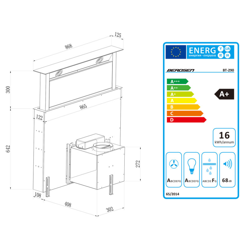 Stalviršis gartraukis 90cm juodas BT-290
