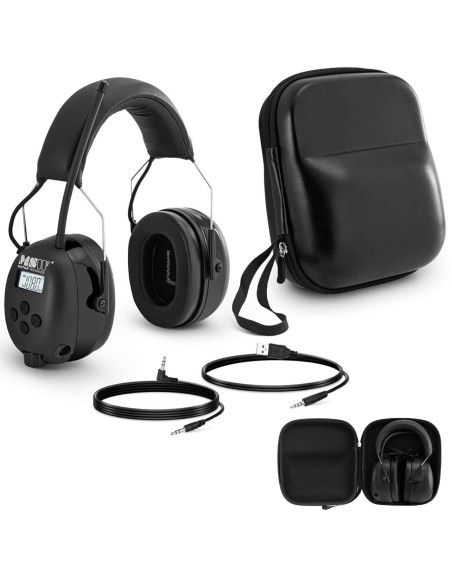 Ausinės, izoliuojančios garsą, aktyvūs apsauginiai trukdžiai su AUX MP3 Bluetooth radiju - juodos spalvos Ausinės, izoliuojančios garsą, aktyvūs apsauginiai trukdžiai su AUX MP3 Bluetooth radiju - juodos spalvos