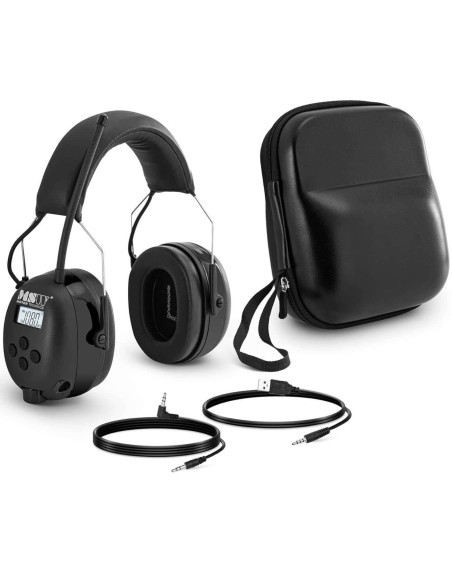 Ausinės, izoliuojančios garsą, aktyvūs apsauginiai trukdžiai su AUX MP3 Bluetooth radiju - juodos spalvos Ausinės, izoliuojančios garsą, aktyvūs apsauginiai trukdžiai su AUX MP3 Bluetooth radiju - juodos spalvos