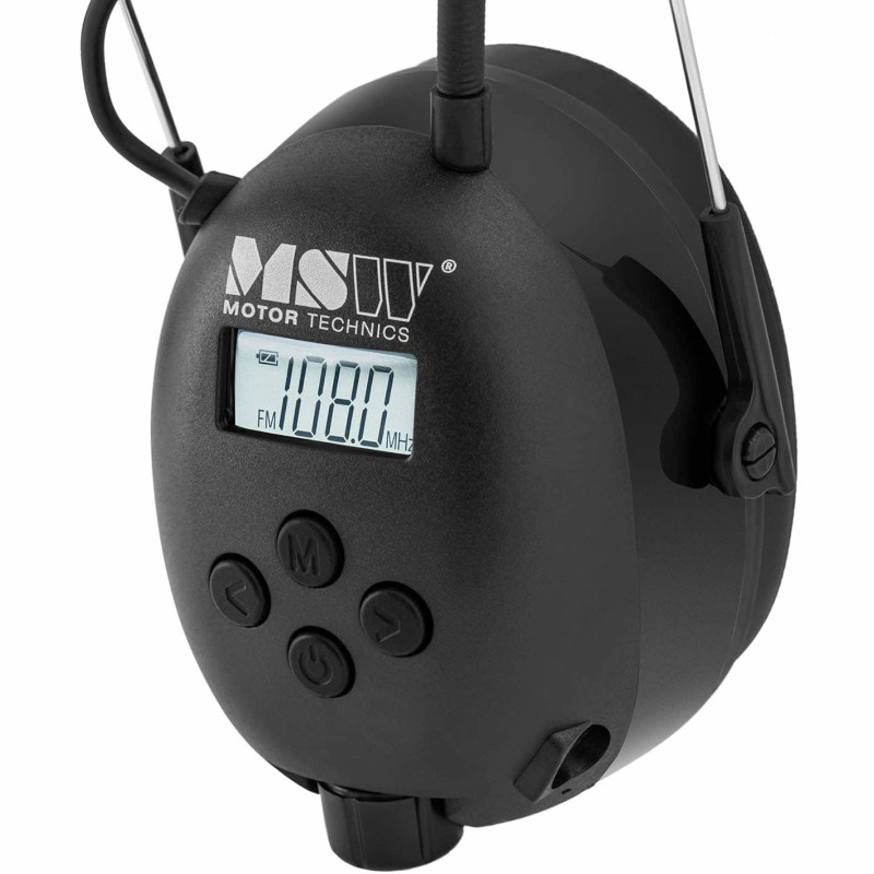 Ausinės, izoliuojančios garsą, aktyvūs apsauginiai trukdžiai su AUX MP3 Bluetooth radiju - juodos spalvos