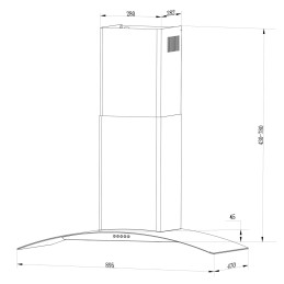 Dūmtraukis gartraukis 90 cm Berdsen BT-223 INOX