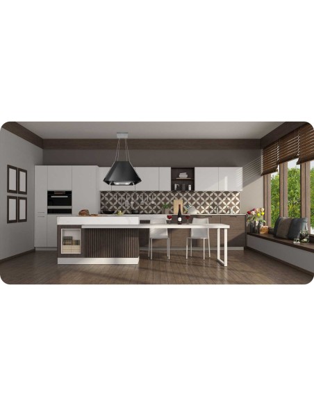 Pakabinamas stiklinis virtuvės gaubtas 60cm juodas BT-222 Pakabinamas stiklinis virtuvės gaubtas 60cm juodas BT-222