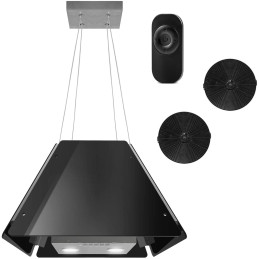 Pakabinamas stiklinis virtuvės gaubtas 60cm juodas BT-222