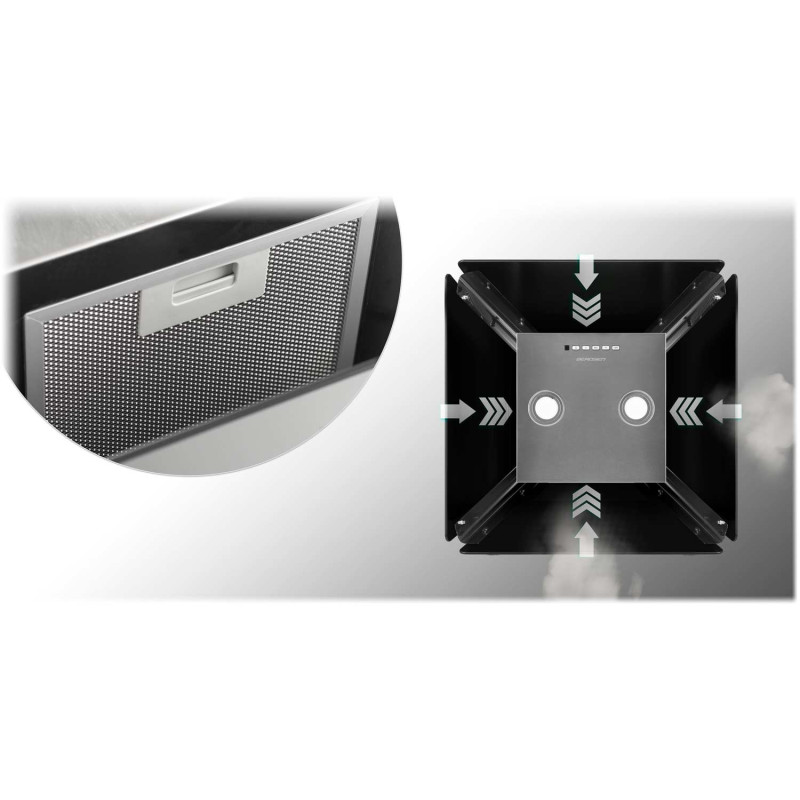 Pakabinamas stiklinis virtuvės gaubtas 60cm juodas BT-222