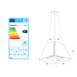 Pakabinamas stiklinis virtuvės gaubtas 60cm juodas BT-222