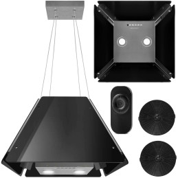 Pakabinamas stiklinis virtuvės gaubtas 60cm juodas BT-222