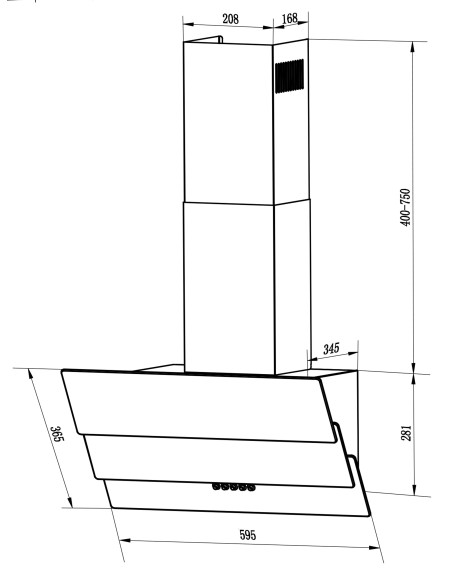 Dūmtraukis gartraukis 60 cm Berdsen BT-212 juodas Dūmtraukis gartraukis 60 cm Berdsen BT-212 juodas