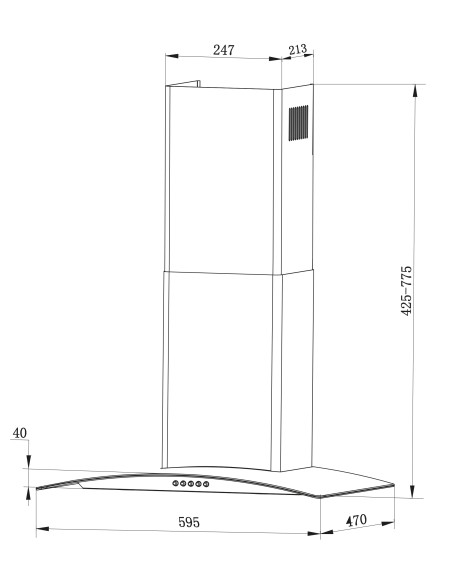 Dūmtraukis gartraukis 60 cm Berdsen BT-201 Dūmtraukis gartraukis 60 cm Berdsen BT-201