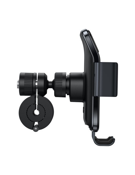 Dviračio laikiklis išmaniajam telefonui su saulės įkrovikliu ir saulės baterija juodos spalvos