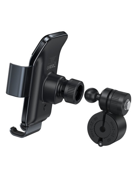 Dviračio laikiklis išmaniajam telefonui su saulės įkrovikliu ir saulės baterija juodos spalvos