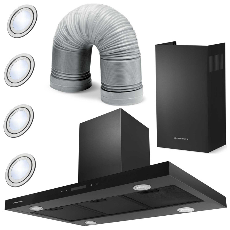 Virtuvės gartraukis 90 cm Black Berdsen BE-90E Virtuvės gartraukis 90 cm Black Berdsen BE-90E