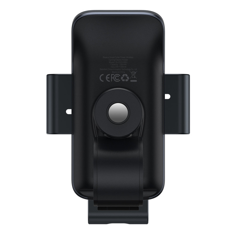 Dviračio laikiklis išmaniajam telefonui su saulės įkrovikliu ir saulės baterija juodos spalvos