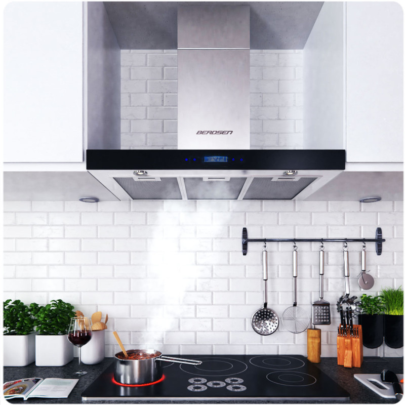 Virtuvės gartraukis 90 cm Inox Berdsen BE-90S