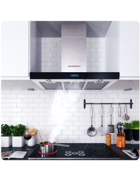 Virtuvės gartraukis 90 cm Inox Berdsen BE-90S