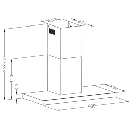 Virtuvės gartraukis 90 cm Inox Berdsen BE-90S