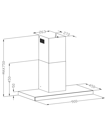 Virtuvės gartraukis 90 cm Inox Berdsen BE-90S