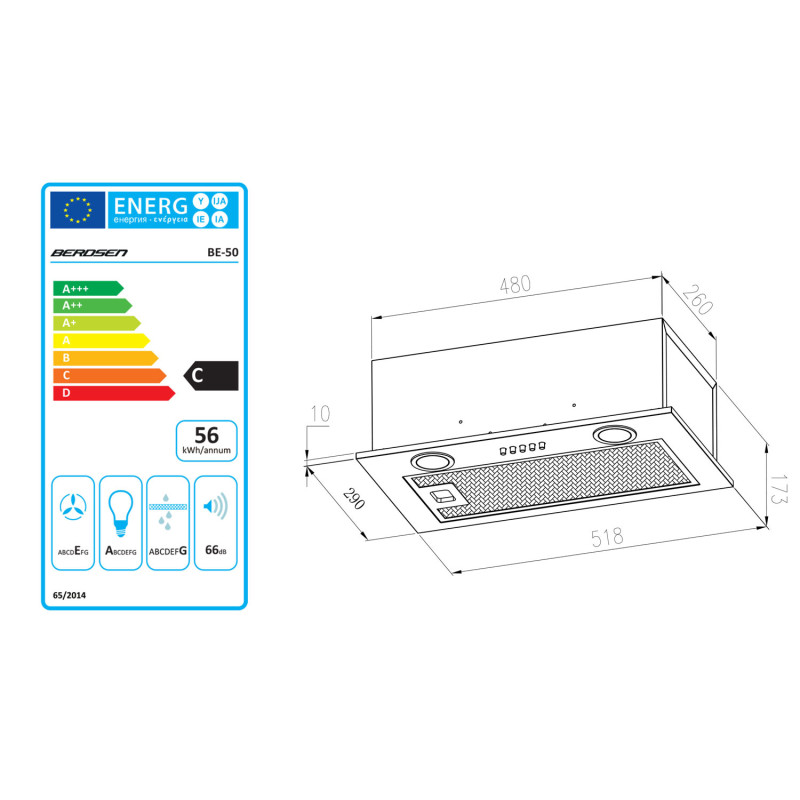 Po spintele gartraukis 52 cm juodas BE-50
