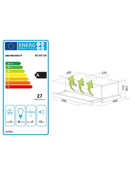 Po spintele esantis gartraukis - 60 cm Berdsen BE-60-LW juodas