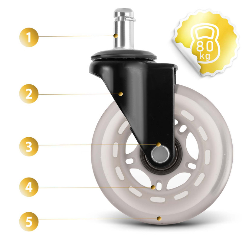 Skaidrūs guminiai ratukai foteliams Sofotel 5 vnt.