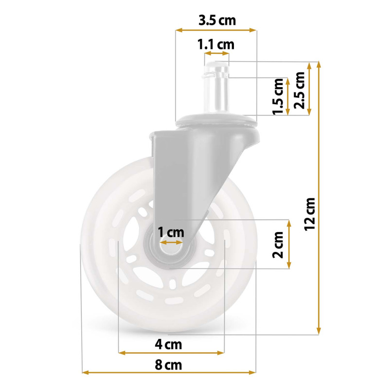Skaidrūs guminiai ratukai foteliams Sofotel 5 vnt.