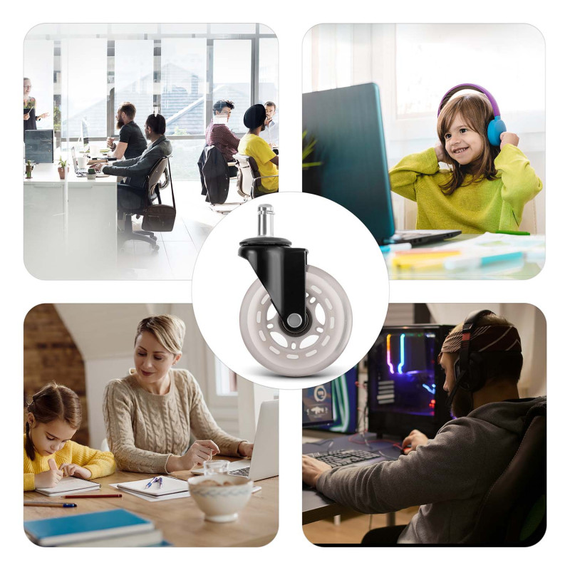 Skaidrūs guminiai ratukai foteliams Sofotel 5 vnt.