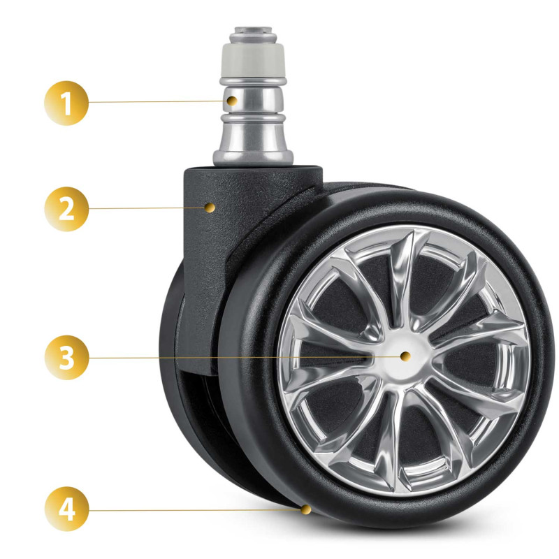 Guminiai ratukai foteliams juodi Sofotel 5 vnt.