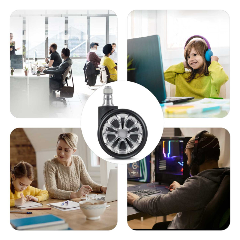 Guminiai ratukai foteliams juodi Sofotel 5 vnt.