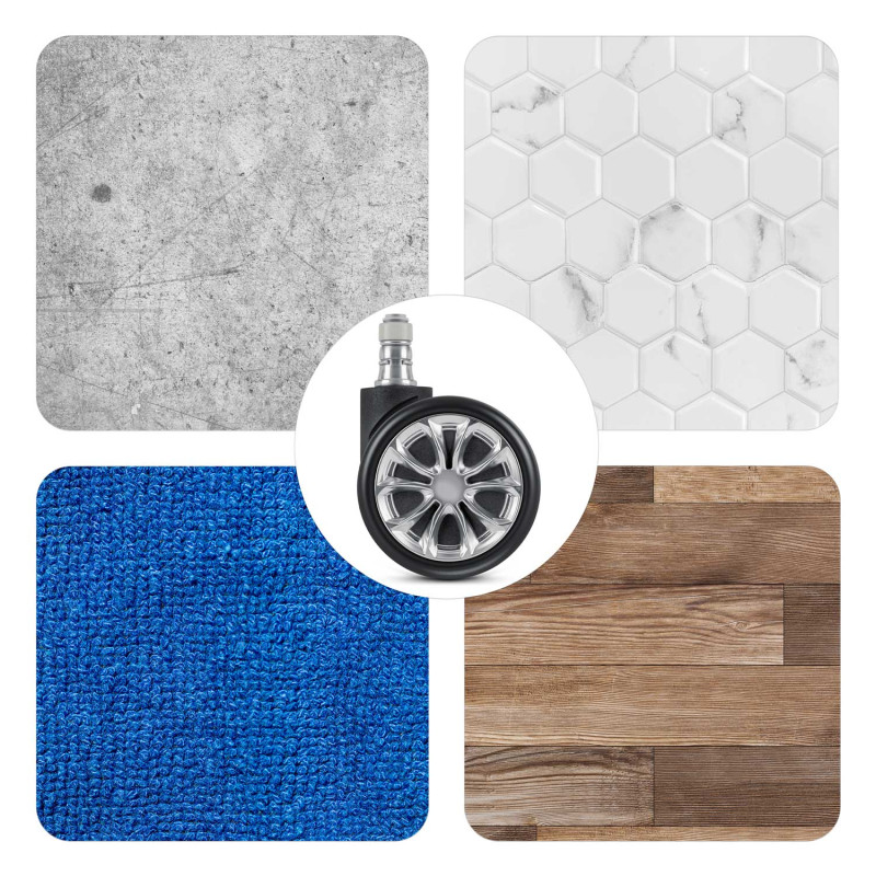 Guminiai ratukai foteliams juodi Sofotel 5 vnt.