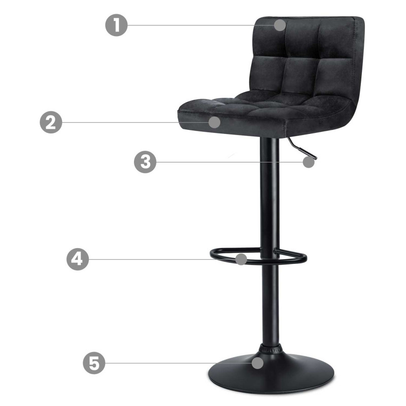 Baro kėdė su atlošu Monro juoda