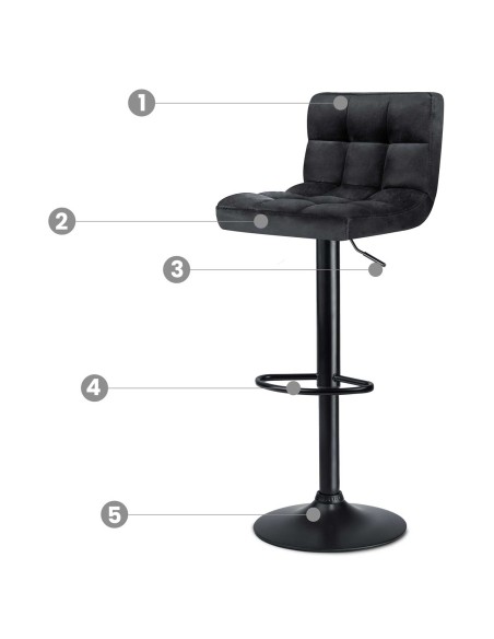 Baro kėdė su atlošu Monro juoda Baro kėdė su atlošu Monro juoda