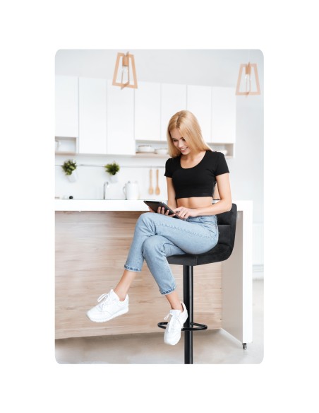 Baro kėdė su atlošu Monro juoda Baro kėdė su atlošu Monro juoda