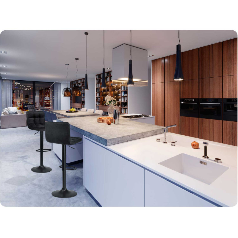 Baro kėdė su atlošu Monro juoda