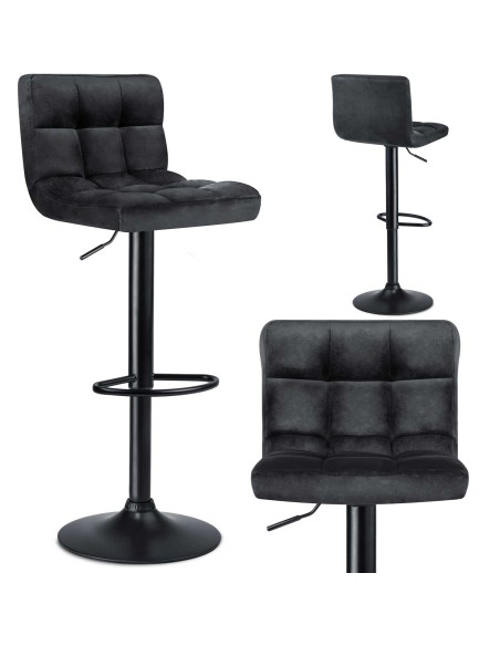 Baro kėdė su atlošu Monro juoda Baro kėdė su atlošu Monro juoda