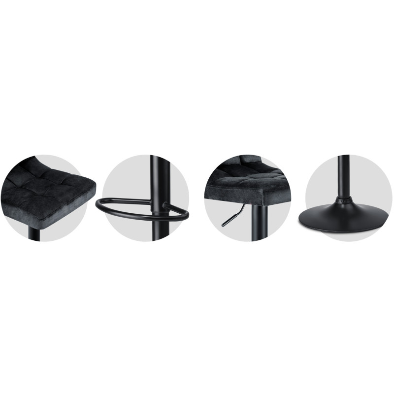 Baro kėdė su atlošu Monro juoda