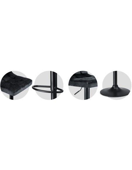 Baro kėdė su atlošu Monro juoda Baro kėdė su atlošu Monro juoda